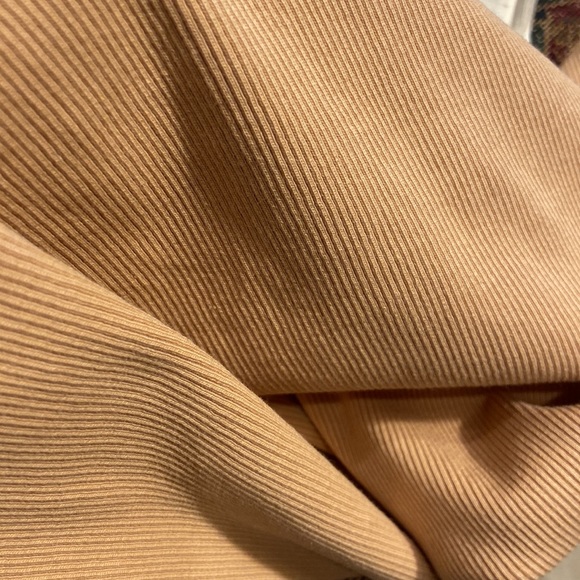 NSF Ribbed Knit Pencil Skirt Beige Small Back Slit Elastic Waistband - Picture 6 of 7